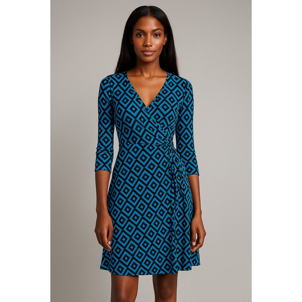 Nine & Co Dress Womens‎ 8 Blue Ruched Tie Side Y2K Classy Elegant Ruched Boho